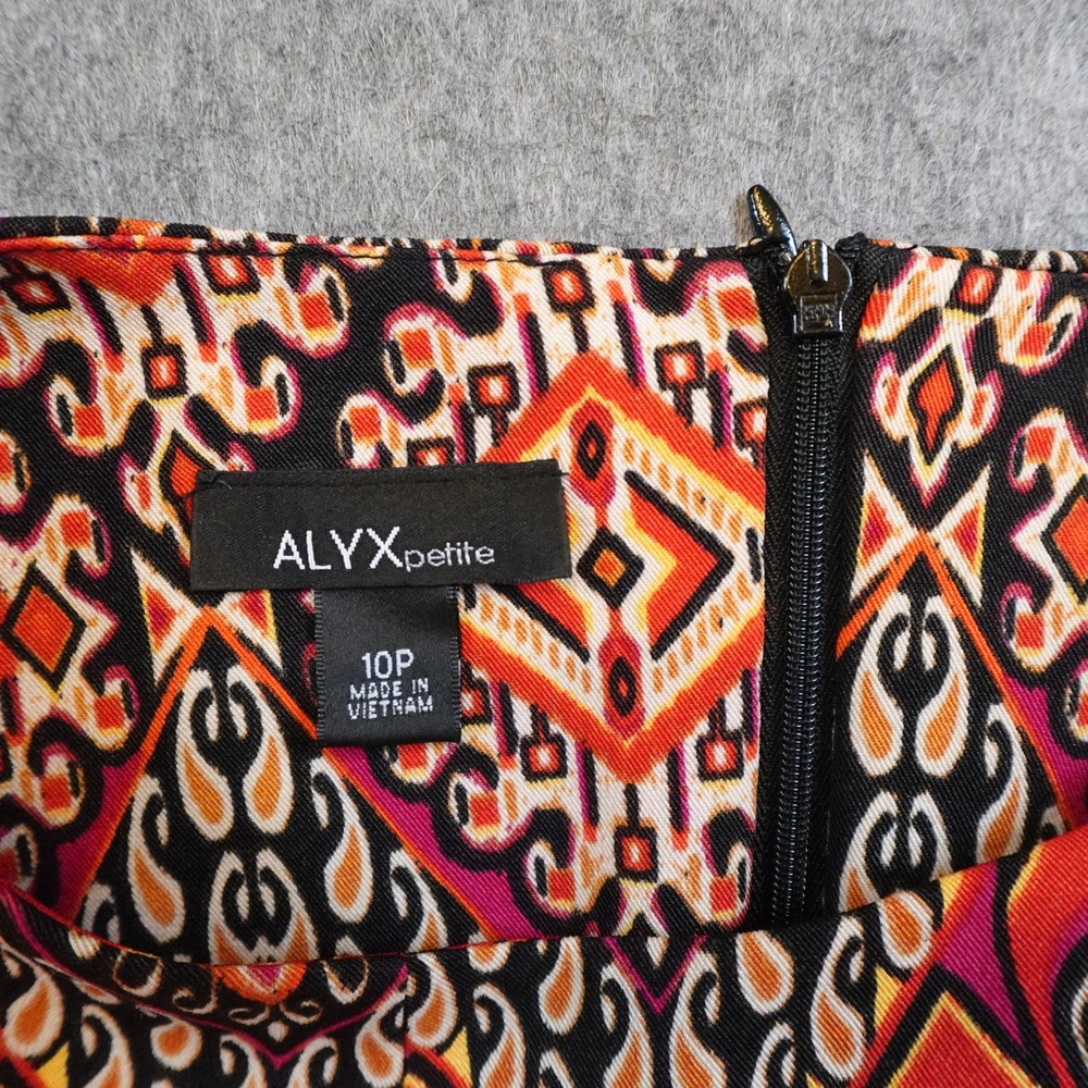 Alyx Dress Women 10 Petite Orange Red Geometric Tribal Print Lace Trim Sheath - Picture 2 of 9